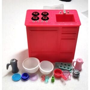 Meritus Country Estates Barbie Red Kitchen Sink Stove Replacement Accessories